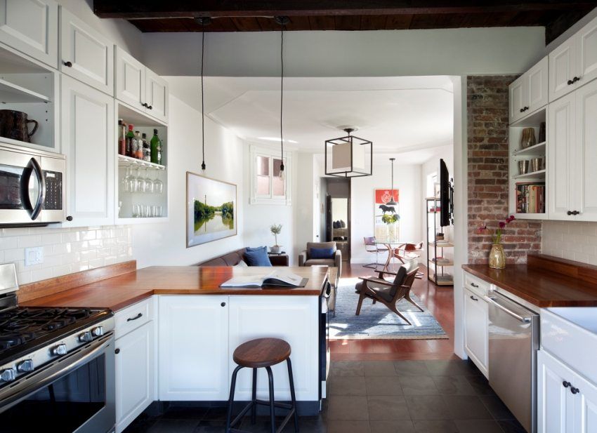 Woonkamer met keuken: foto's van de beste interieurs