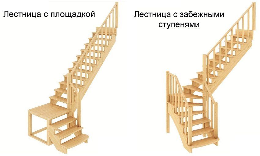 Trap naar de tweede verdieping doe het zelf uit hout met een draai van 90 graden: berekening en installatie