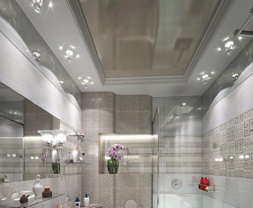 Voors en tegens van verlaagde plafonds in de badkamer: foto's en tips