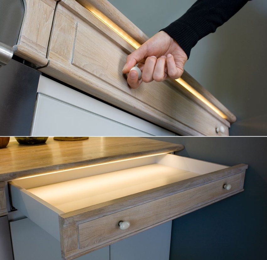 LED-verlichting voor de keuken onder de kasten: kenmerken van keuze en installatie